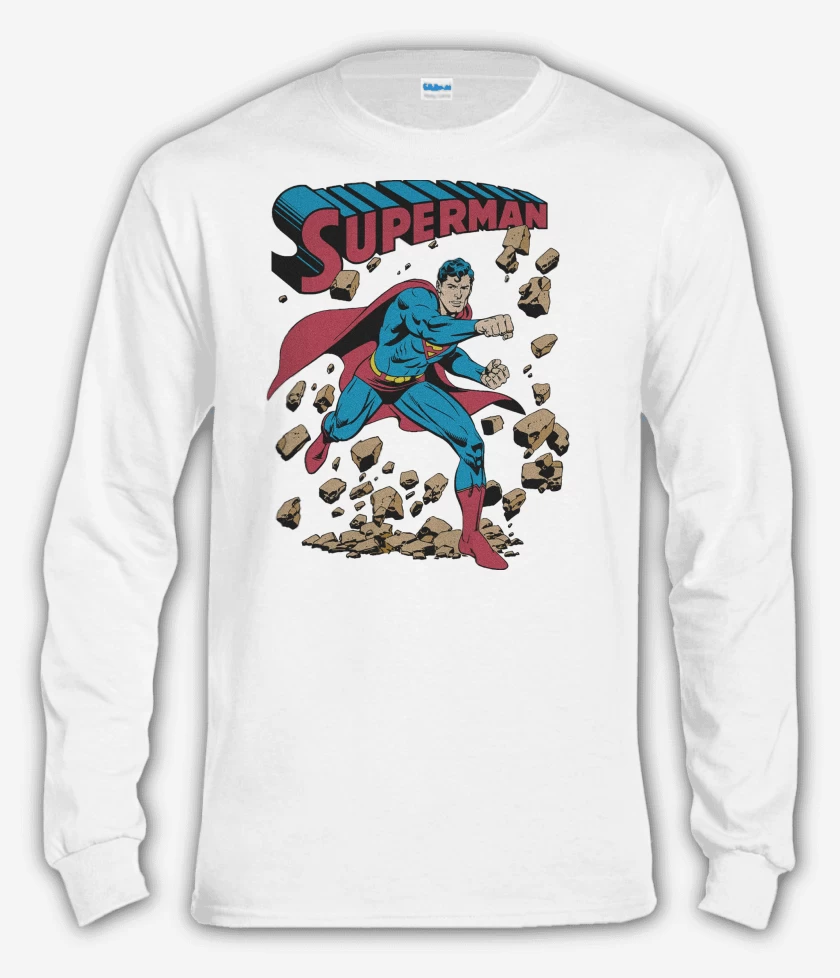 Polera manga larga Blanco de Superman Imbatible