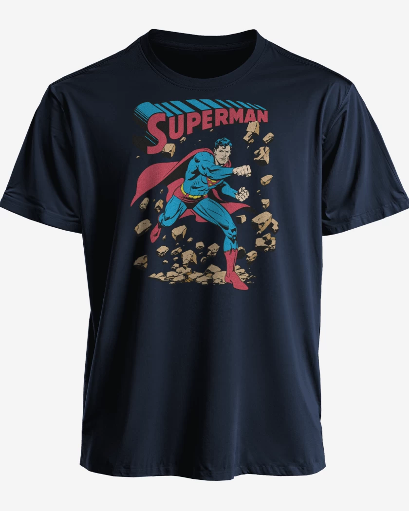 Polera premium Azul Marino de Superman Imbatible