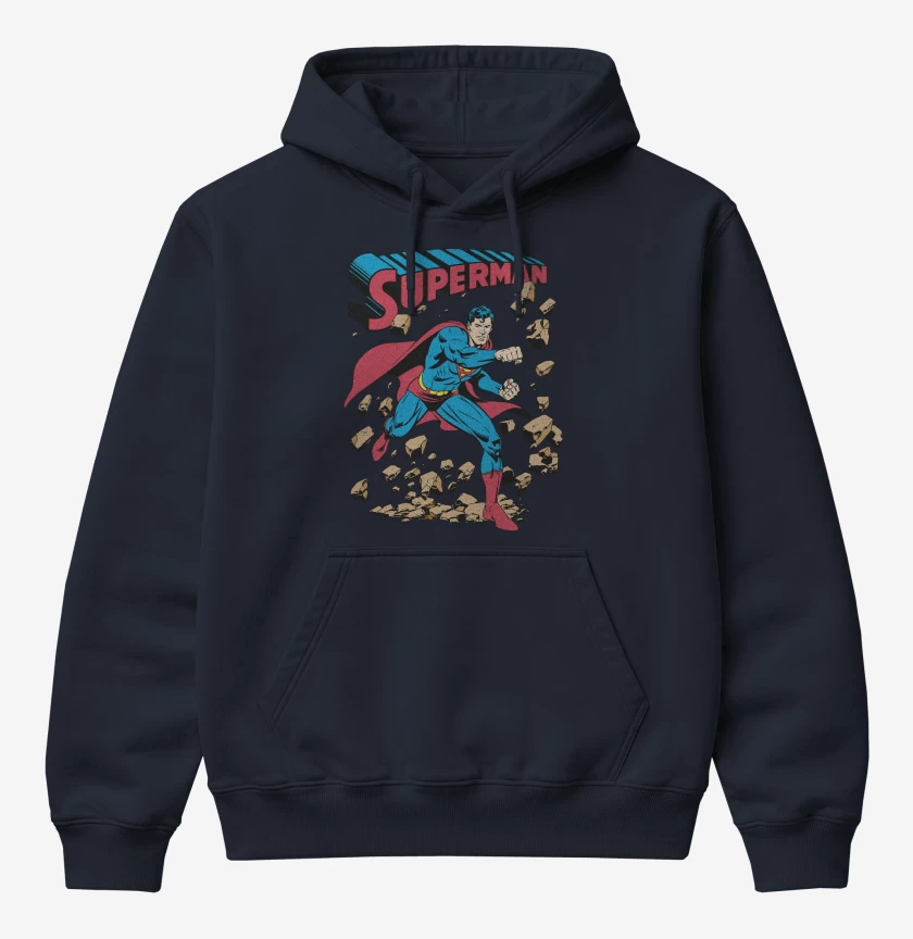 Poleron Canguro básico Azul Marino de Superman Imbatible