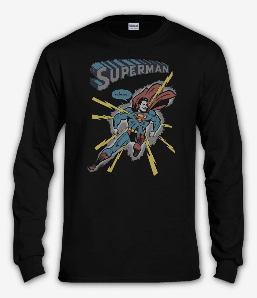 Polera manga larga Negro de Superman Comic