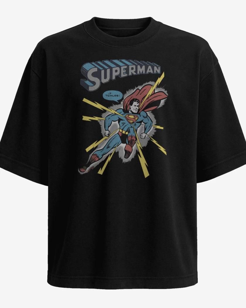 Polera Oversize Negro de Superman Comic