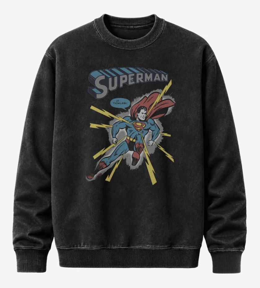 Poleron Polo Acid Wash Negro de Superman Comic