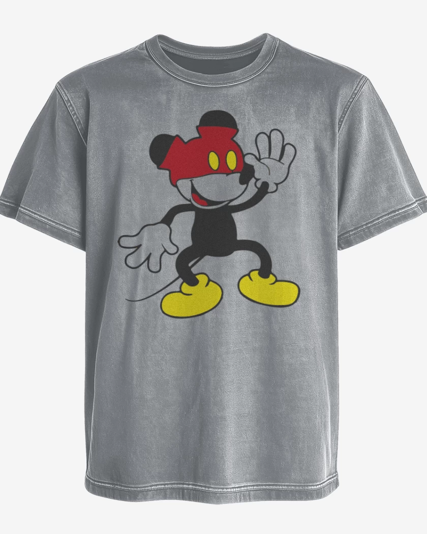 Polera desgastada Gris Melange de Mickey pantalones arriba
