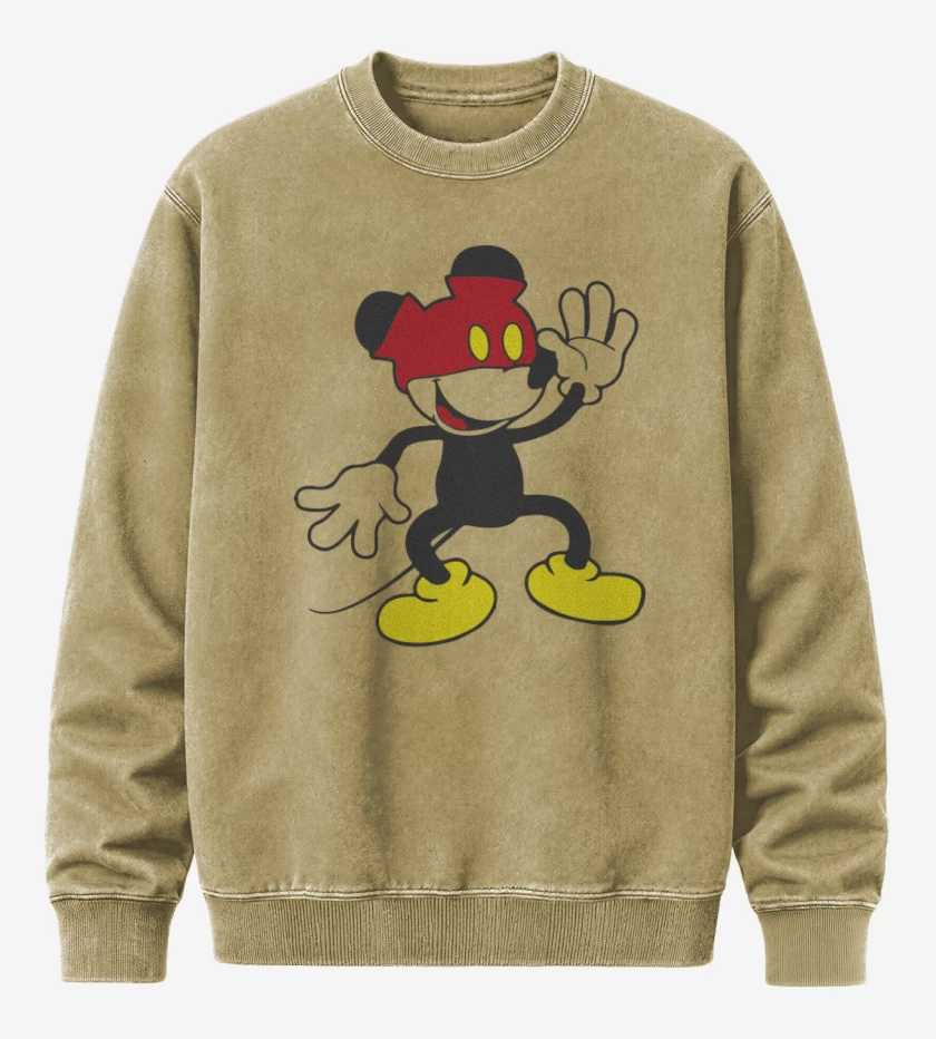 Poleron Polo Acid Wash Beige de Mickey pantalones arriba