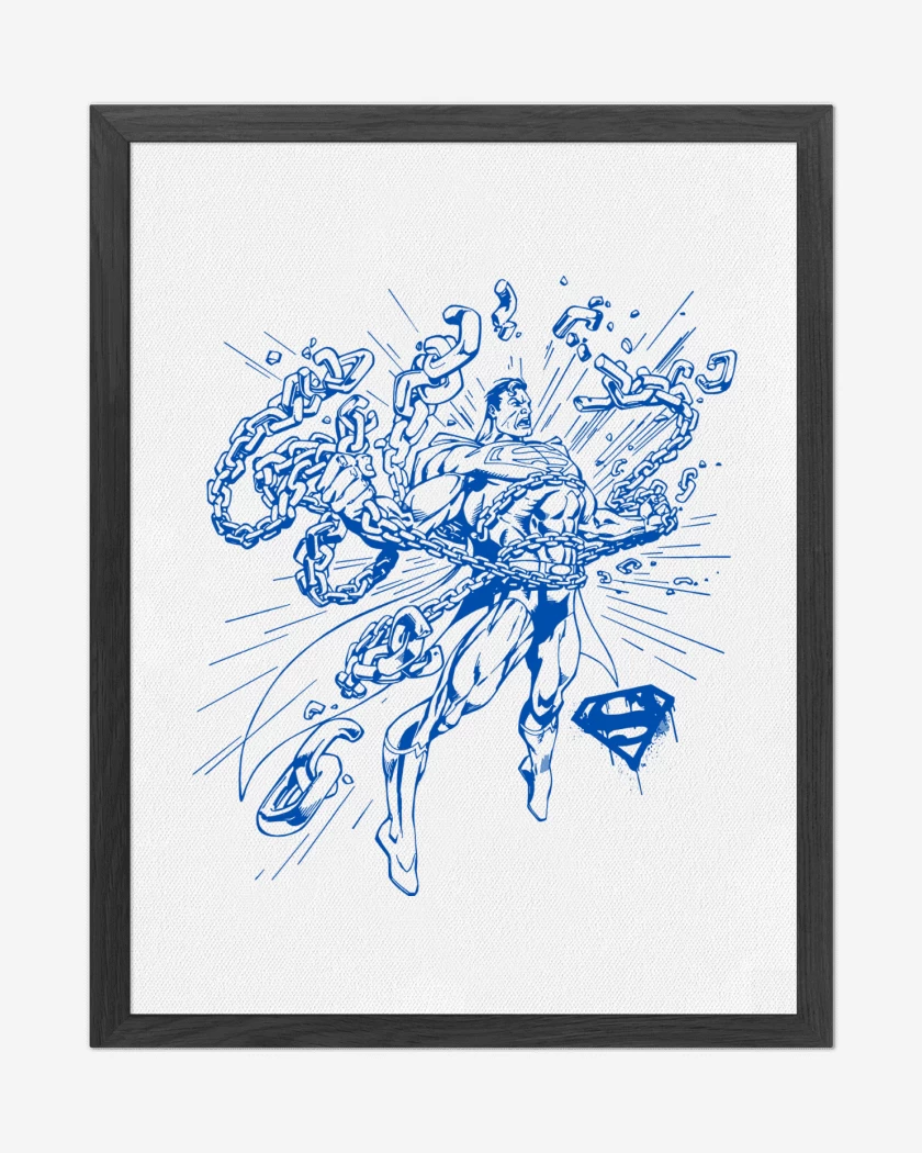 Cuadro decorativo Blanco de Superman Rompiendo Cadenas