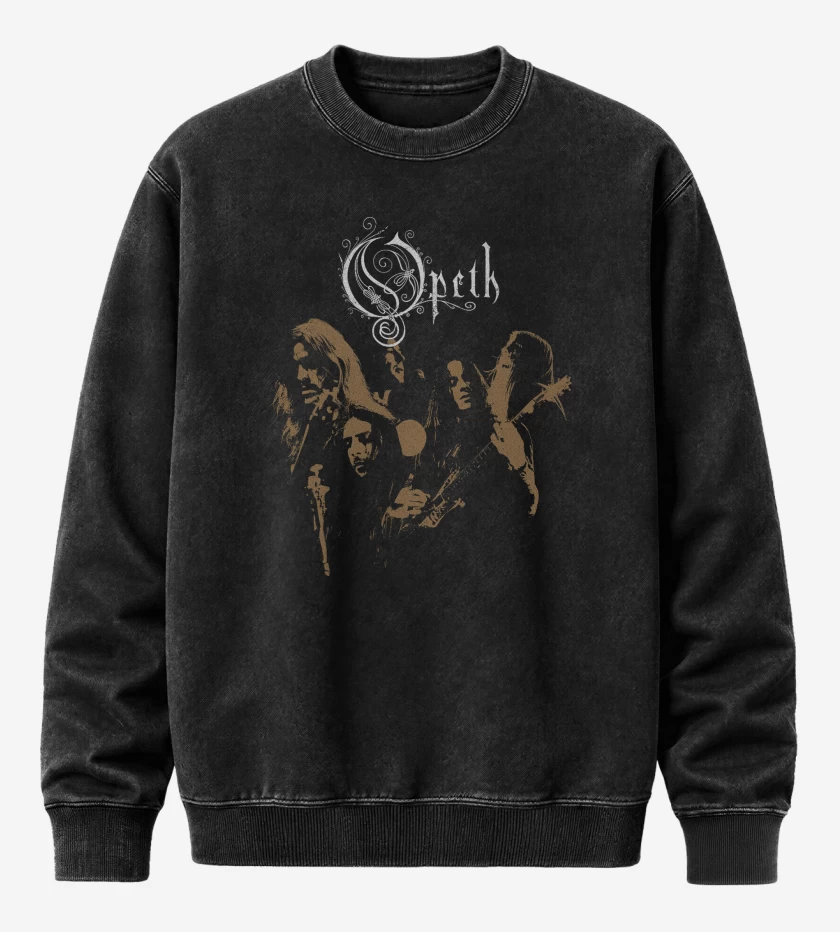 Poleron Polo Acid Wash Negro de Opeth Band
