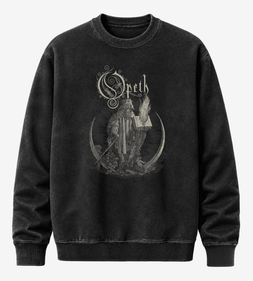Poleron Polo Acid Wash Negro de Opeth Mago