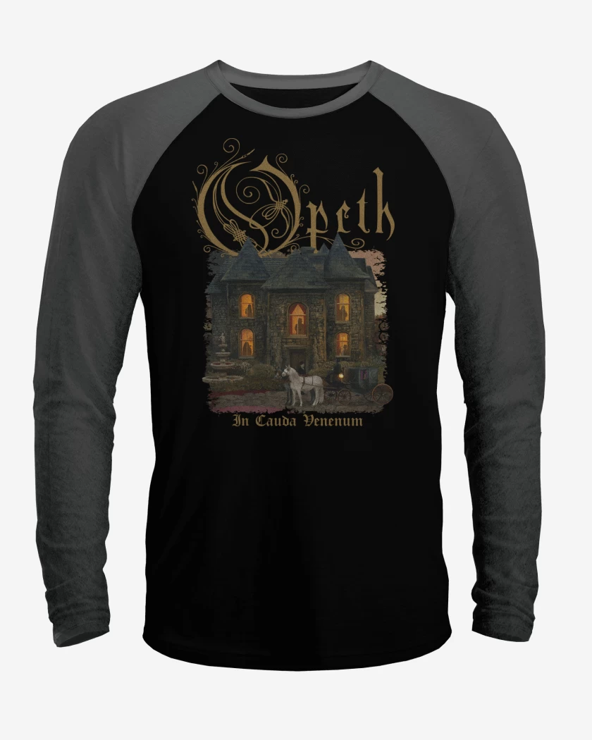 Polera Raglan Negro / Negro Heather de Opeth In Cauda Venenum