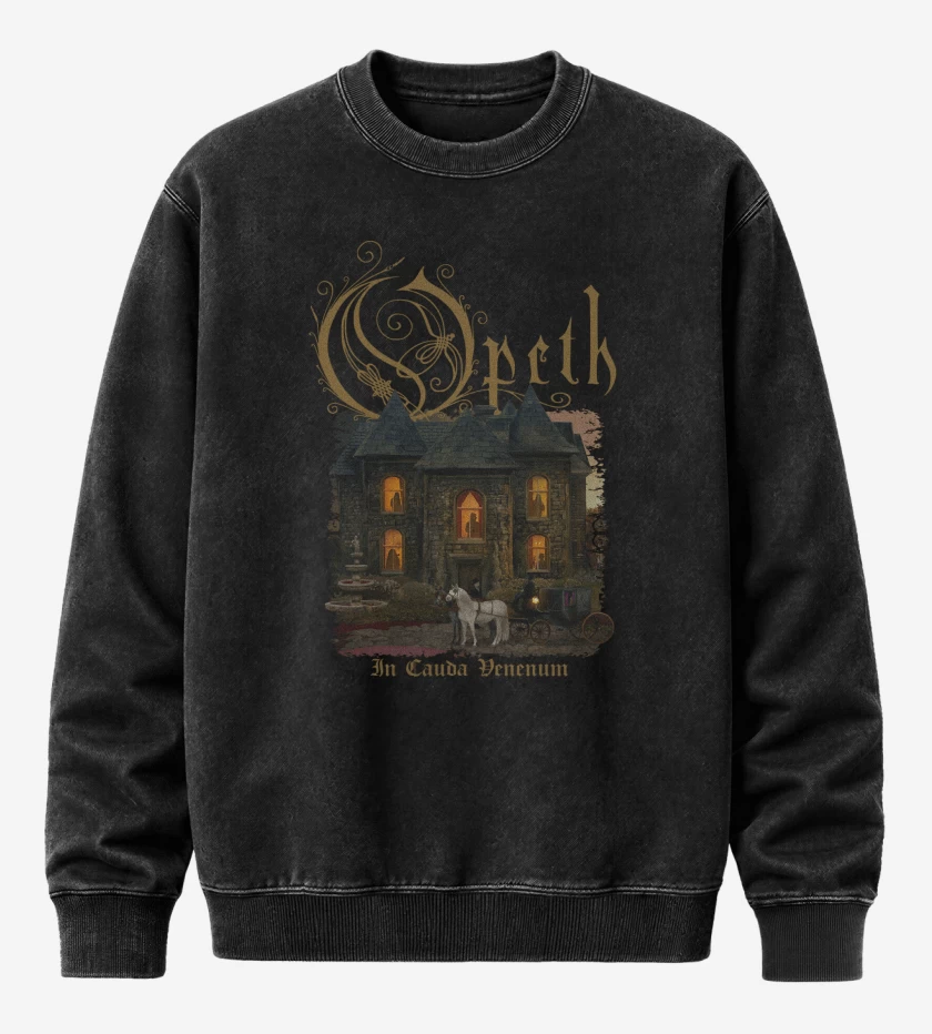 Poleron Polo Acid Wash Negro de Opeth In Cauda Venenum