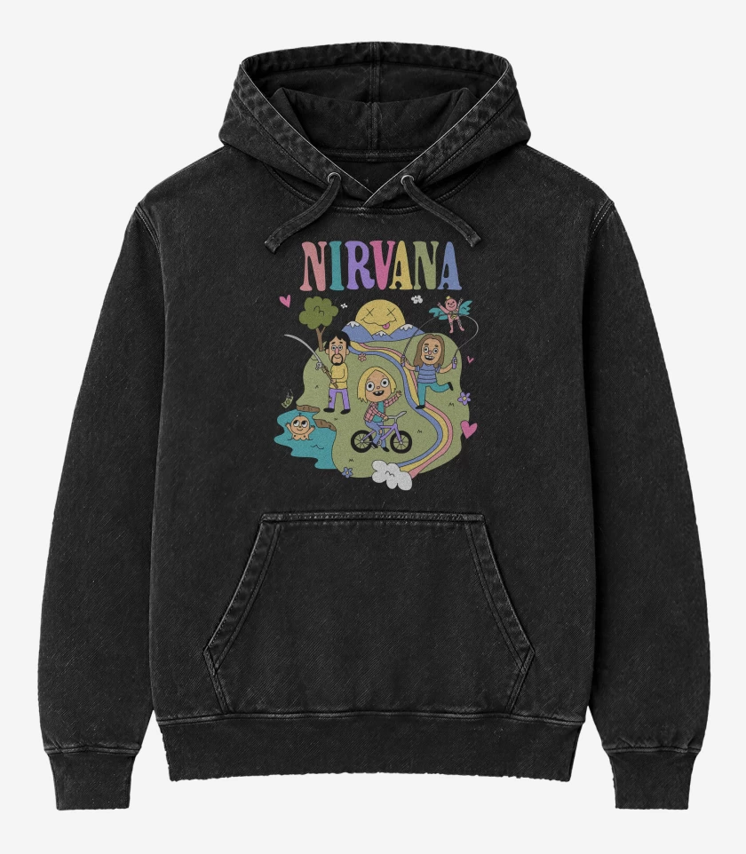 Poleron Canguro Acid Wash Negro de Happy Nirvana