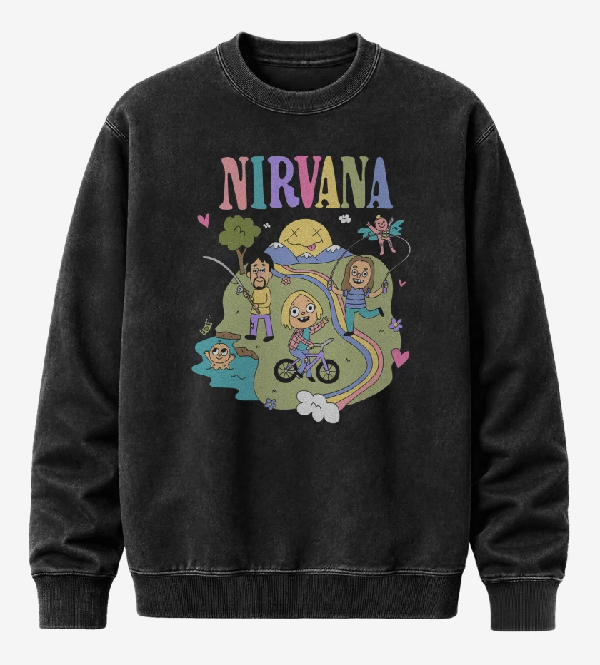 Poleron Polo Acid Wash Negro de Happy Nirvana
