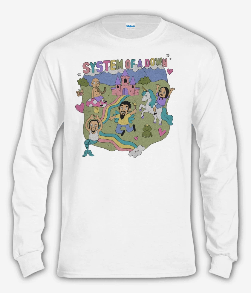 Polera manga larga Blanco de Happy System of a Down