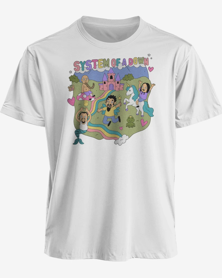Polera premium Blanco de Happy System of a Down