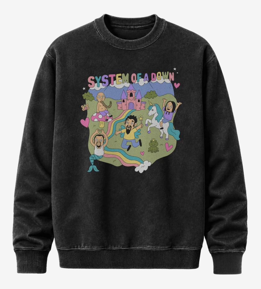 Poleron Polo Acid Wash Negro de Happy System of a Down