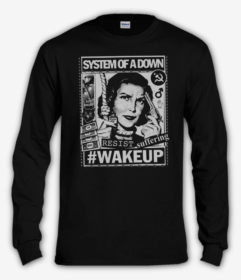 Polera manga larga Negro de System of a Down Wake Up