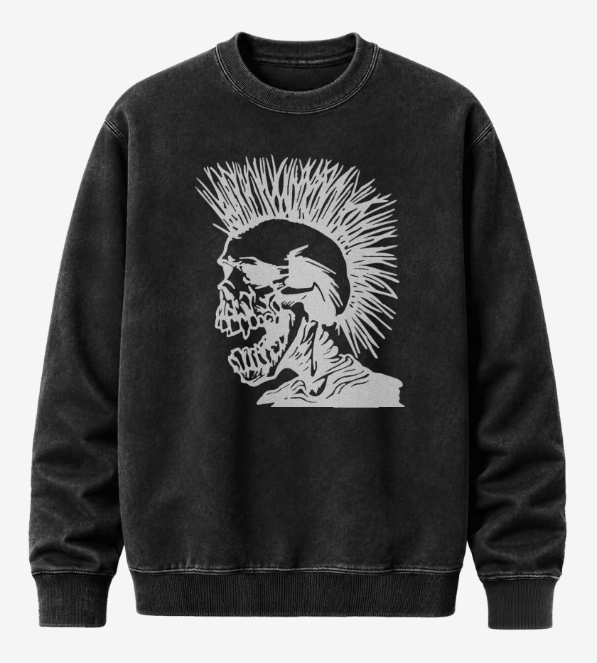 Poleron Polo Acid Wash Negro de The Exploited Calavera Punk 