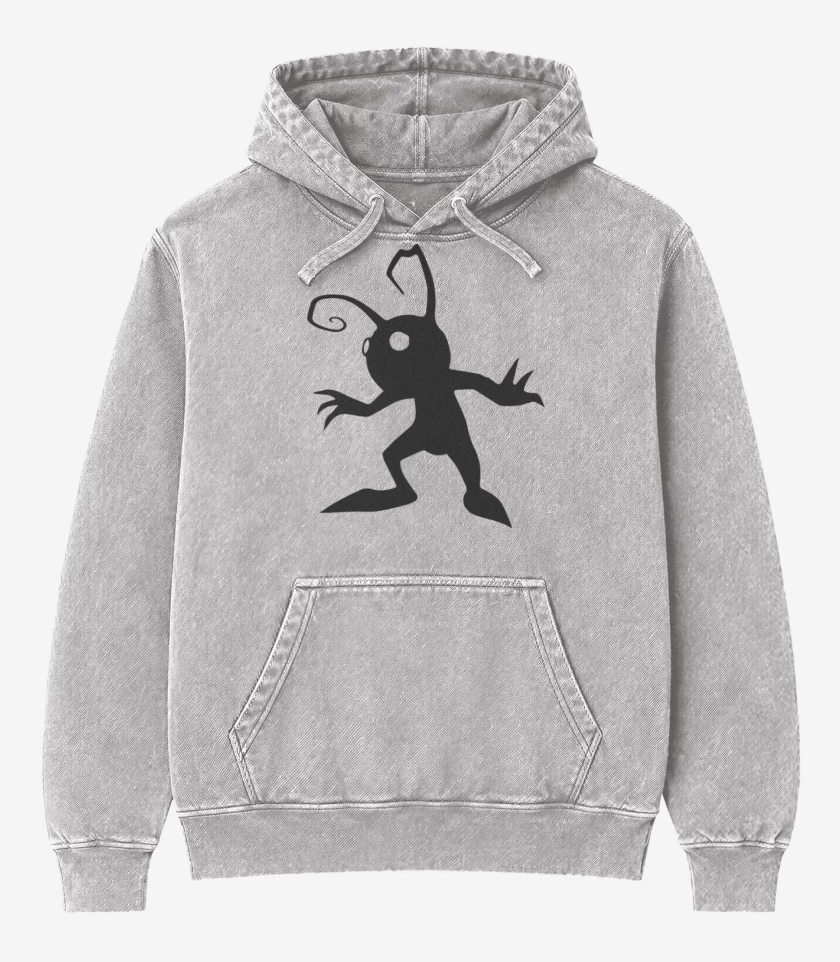 Poleron Canguro Acid Wash Gris Melange de Sin corazon