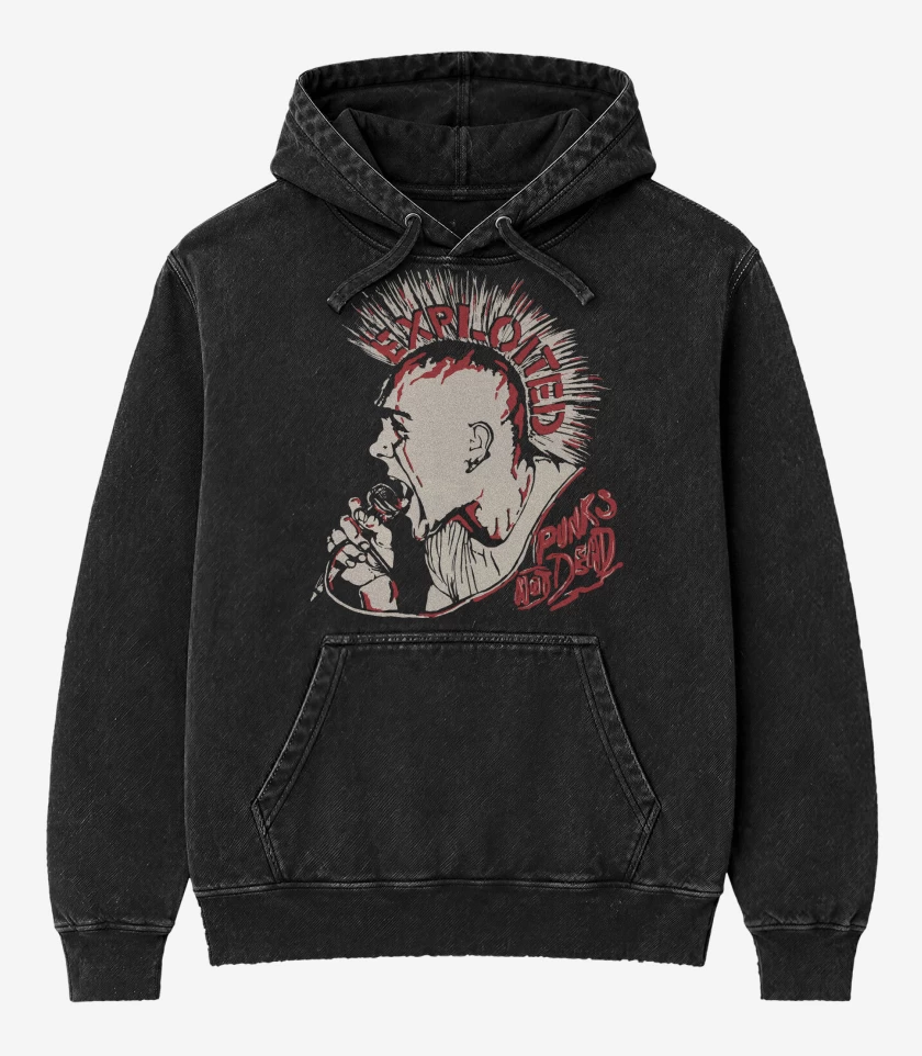 Poleron Canguro Acid Wash Negro de The Exploited Wattie