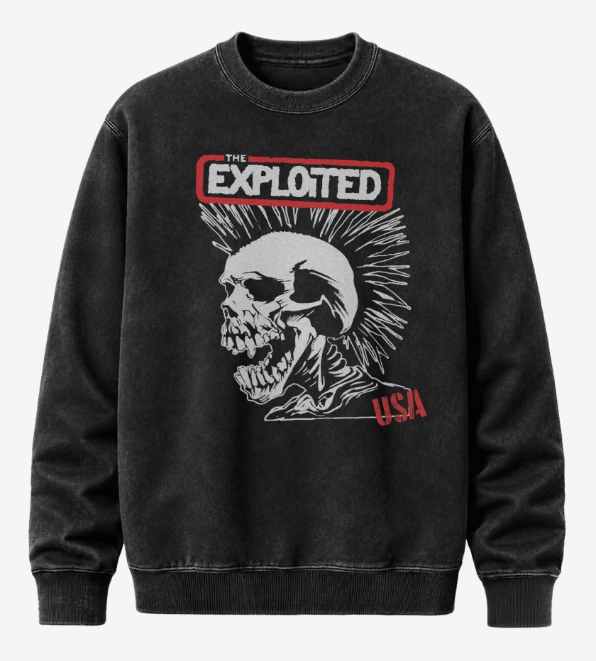 Poleron Polo Acid Wash Negro de The Exploited USA