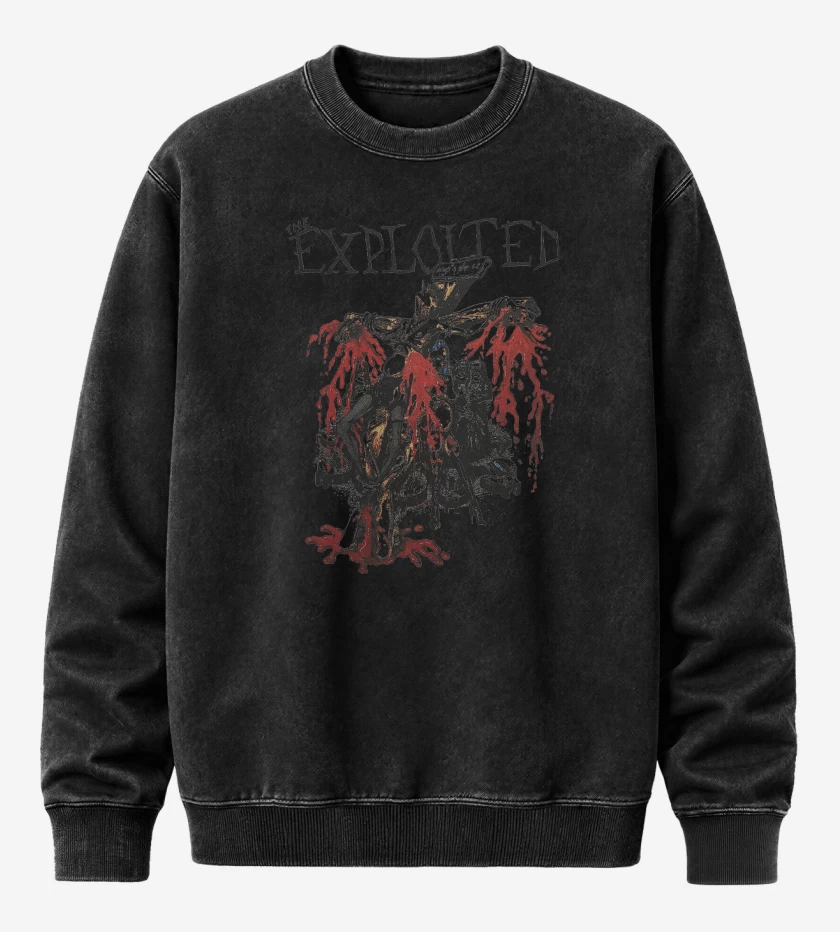 Poleron Polo Acid Wash Negro de The Exploited Jesus is Dead