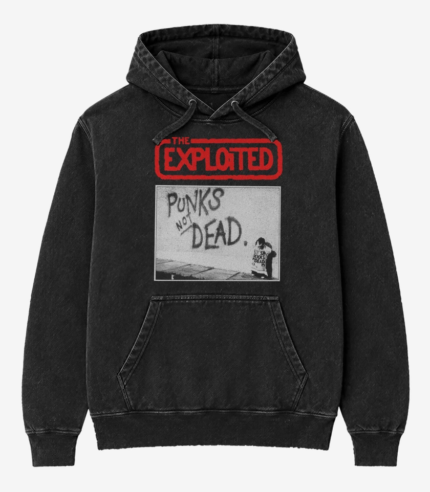 Poleron Canguro Acid Wash Negro de The Exploited Punks not Dead