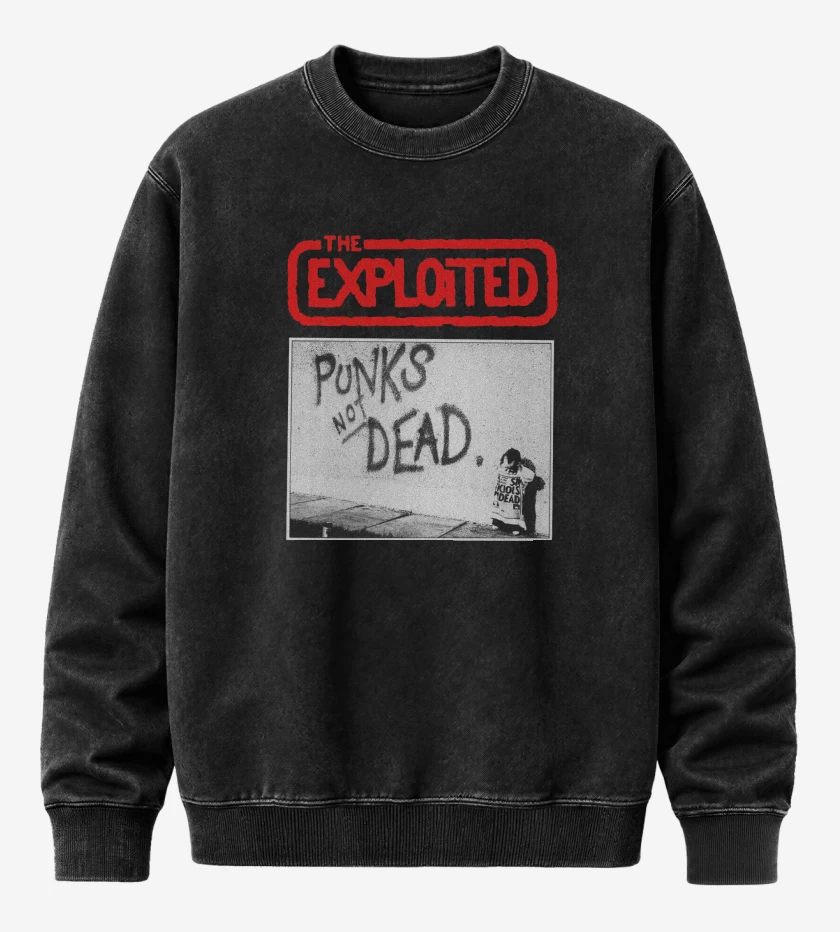 Poleron Polo Acid Wash Negro de The Exploited Punks not Dead