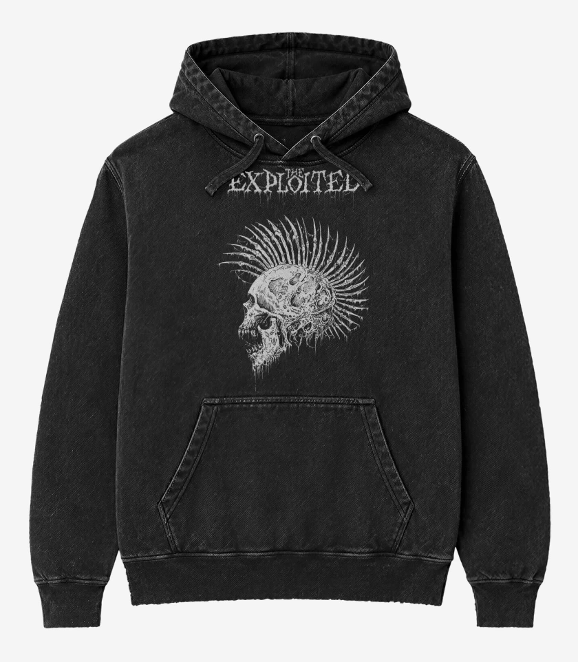 Poleron Canguro Acid Wash Negro de The Exploited Skull