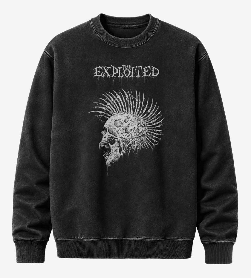 Poleron Polo Acid Wash Negro de The Exploited Skull
