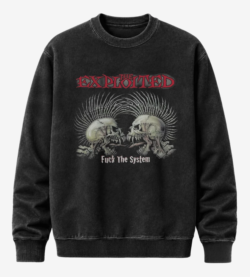 Poleron Polo Acid Wash Negro de The Exploited Fuck the System