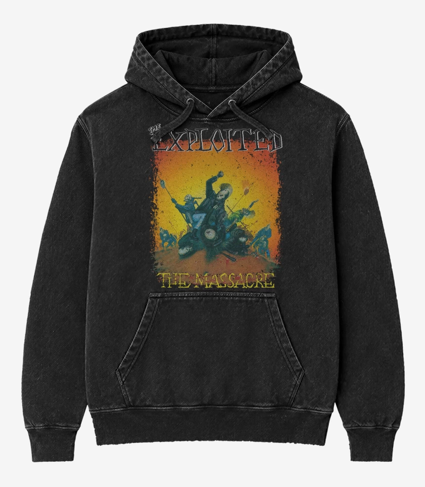 Poleron Canguro Acid Wash Negro de The Exploited The Massacre