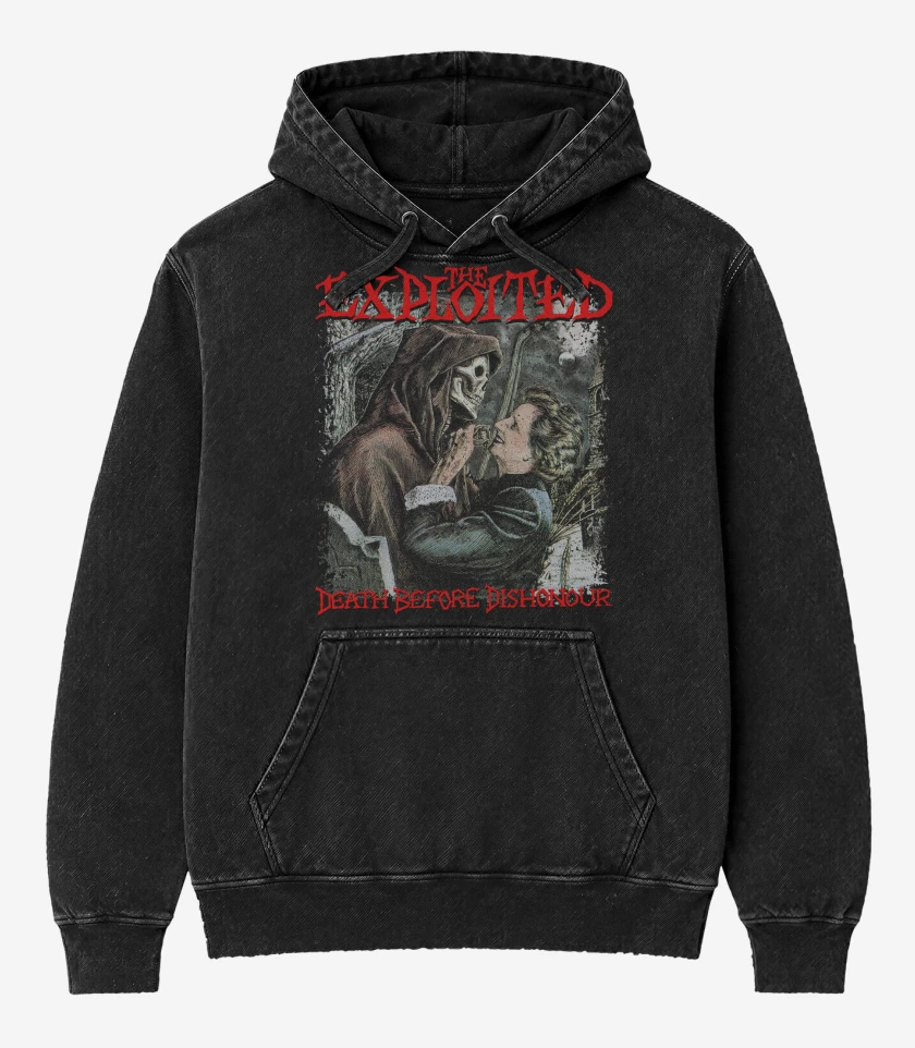 Poleron Canguro Acid Wash Negro de The Exploited Death Before