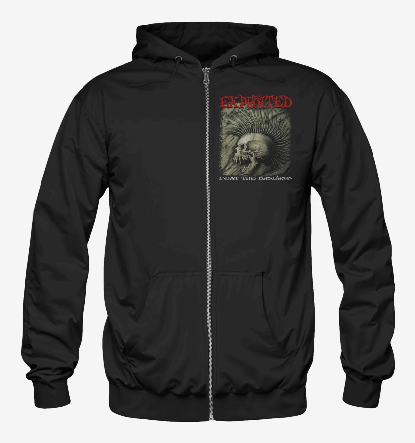 Poleron Canguro con cierre Negro de The Exploited Beat the Bastards