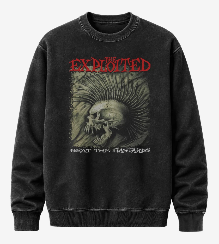 Poleron Polo Acid Wash Negro de The Exploited Beat the Bastards