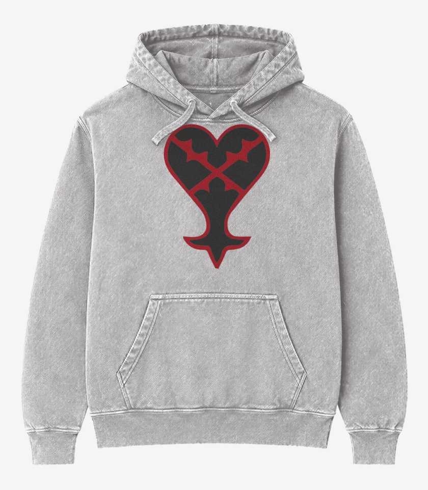 Poleron Canguro Acid Wash Gris Melange de Kingdom heart