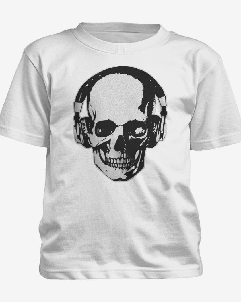 Polera de niño Blanco de Calavera Audifonos