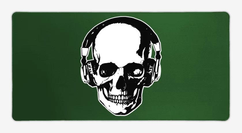 Mouse pad Gamer Verde jade de Calavera Audifonos