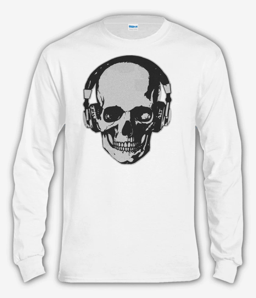 Polera manga larga Blanco de Calavera Audifonos