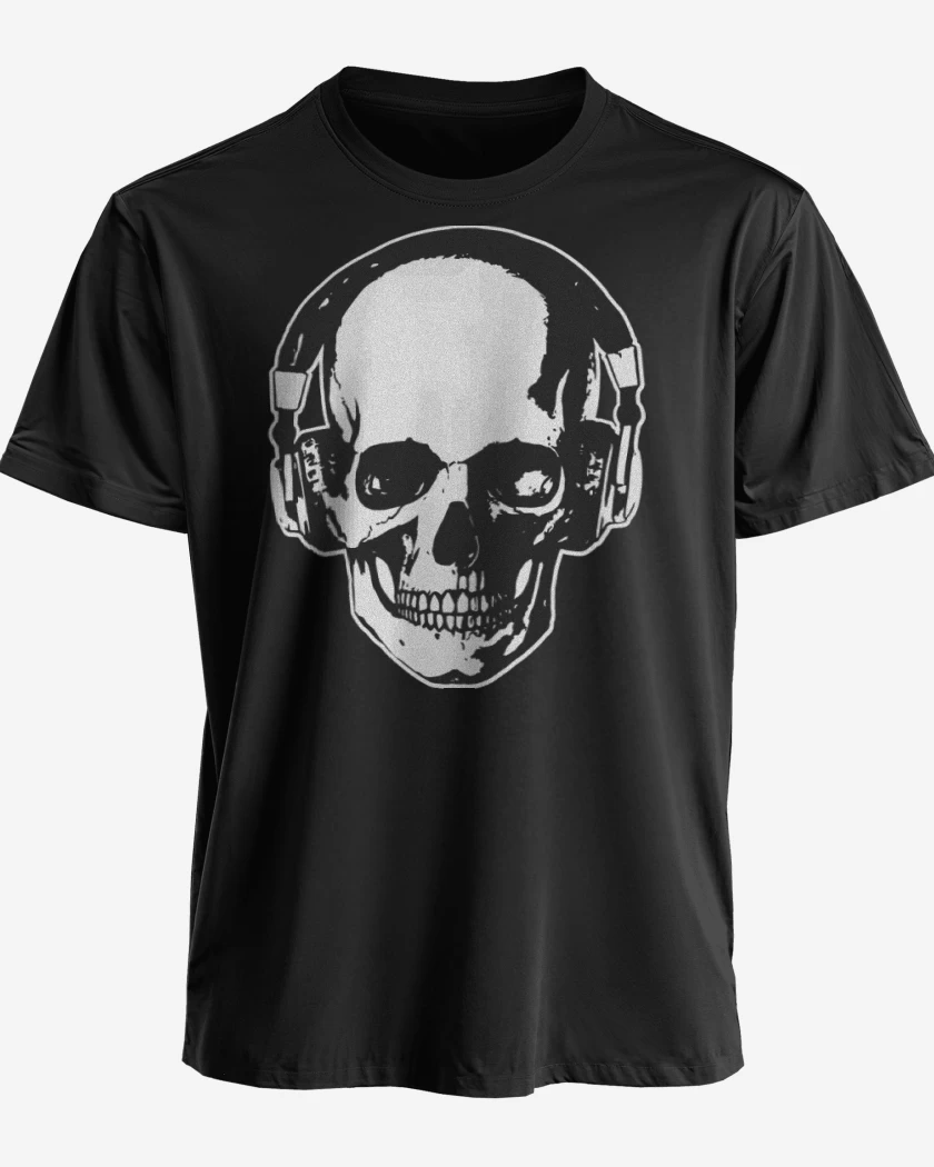 Polera premium Negro de Calavera Audifonos