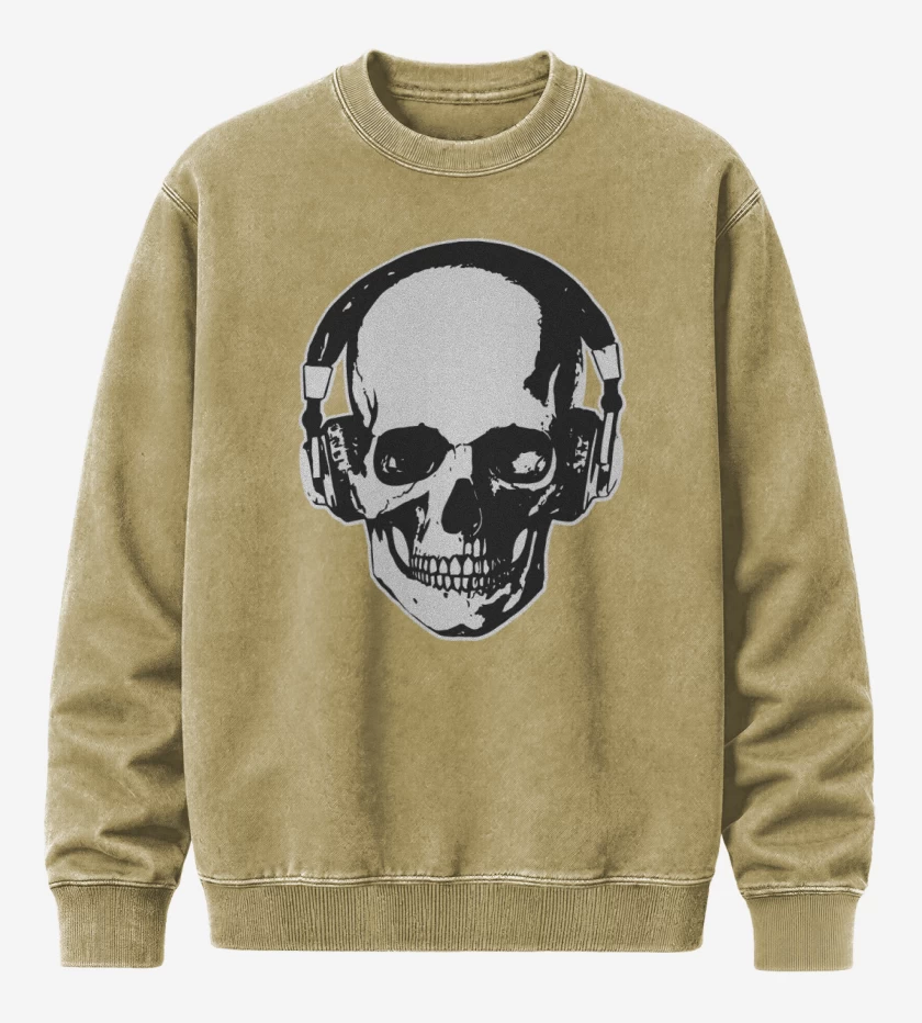 Poleron Polo Acid Wash Beige de Calavera Audifonos