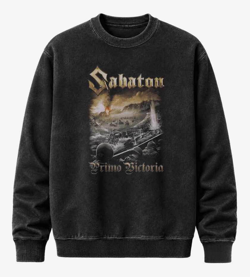 Poleron Polo Acid Wash Negro de Sabaton Primo Victoria