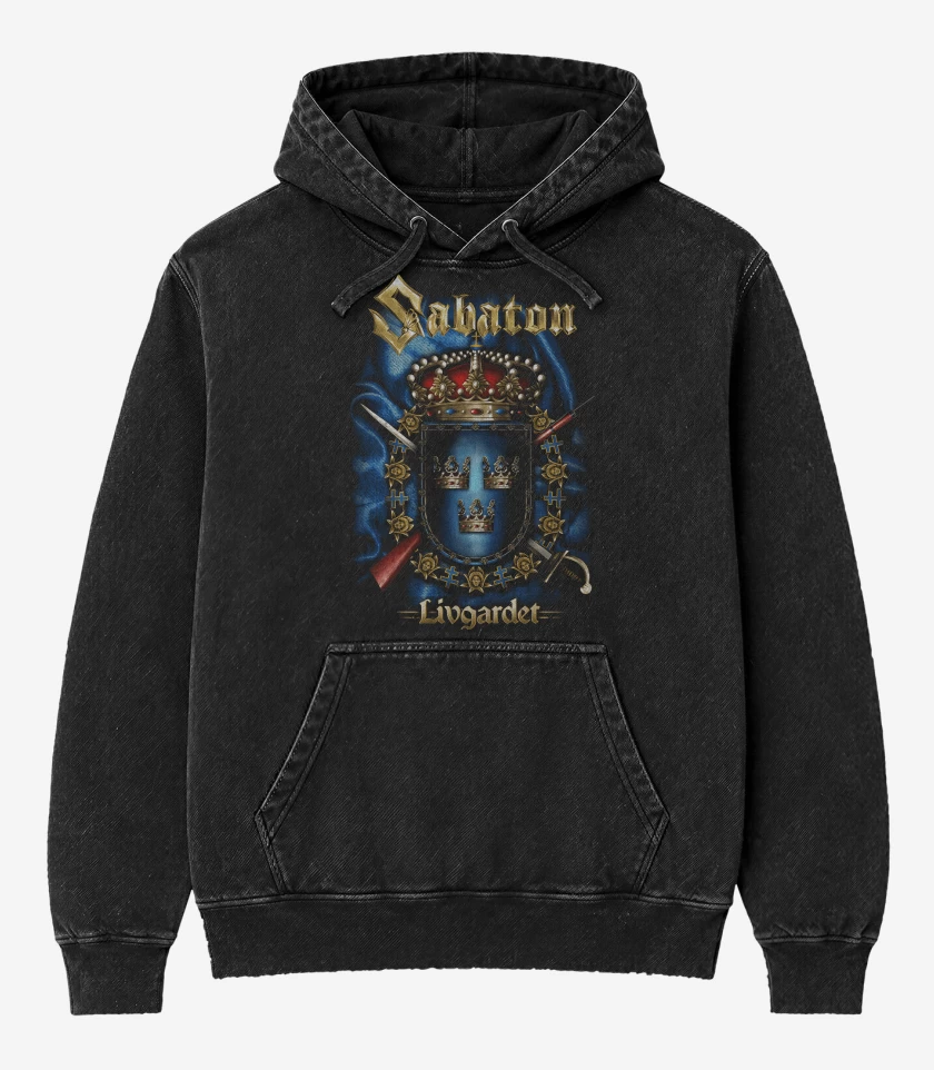 Poleron Canguro Acid Wash Negro de Sabaton Livgarder