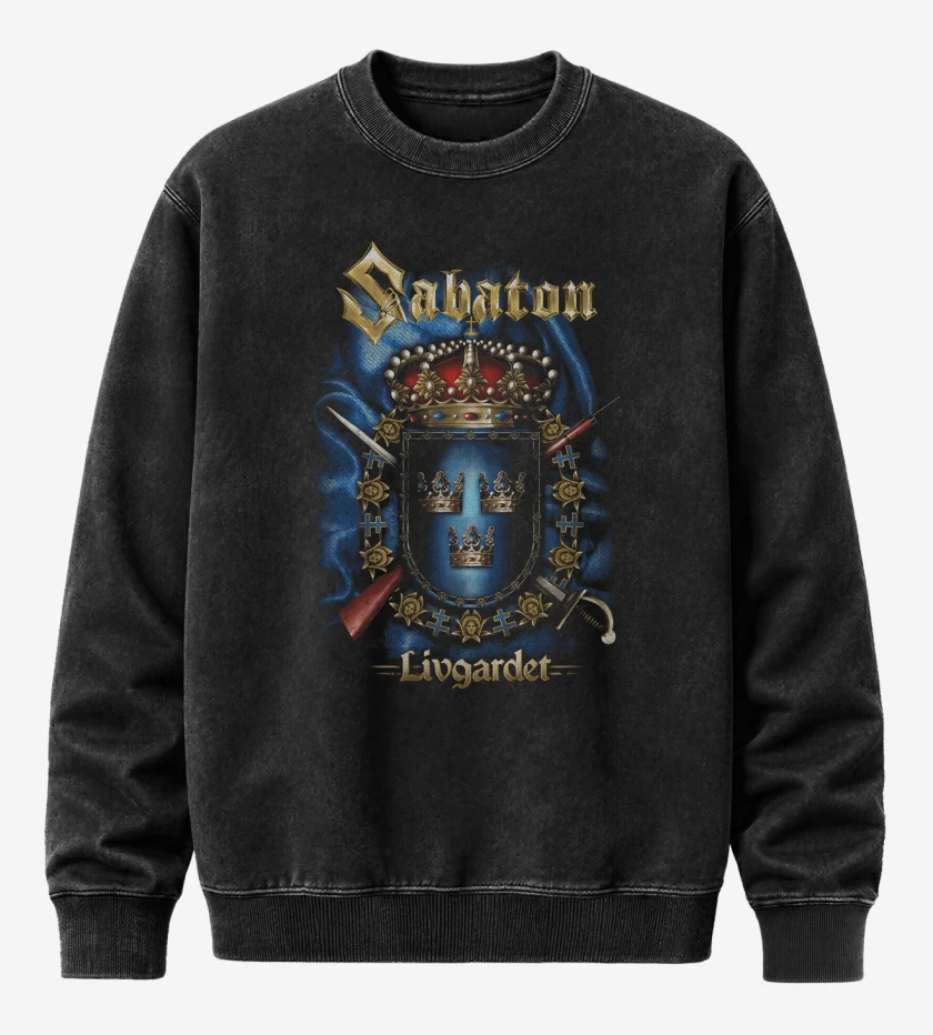 Poleron Polo Acid Wash Negro de Sabaton Livgarder