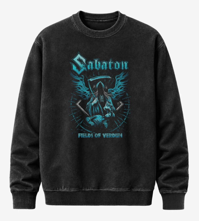 Poleron Polo Acid Wash Negro de Sabaton Fields of Verdun