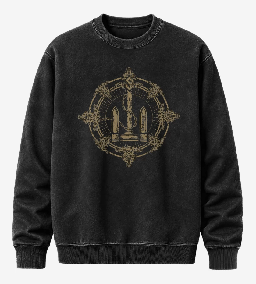 Poleron Polo Acid Wash Negro de Sabaton Dreadnought