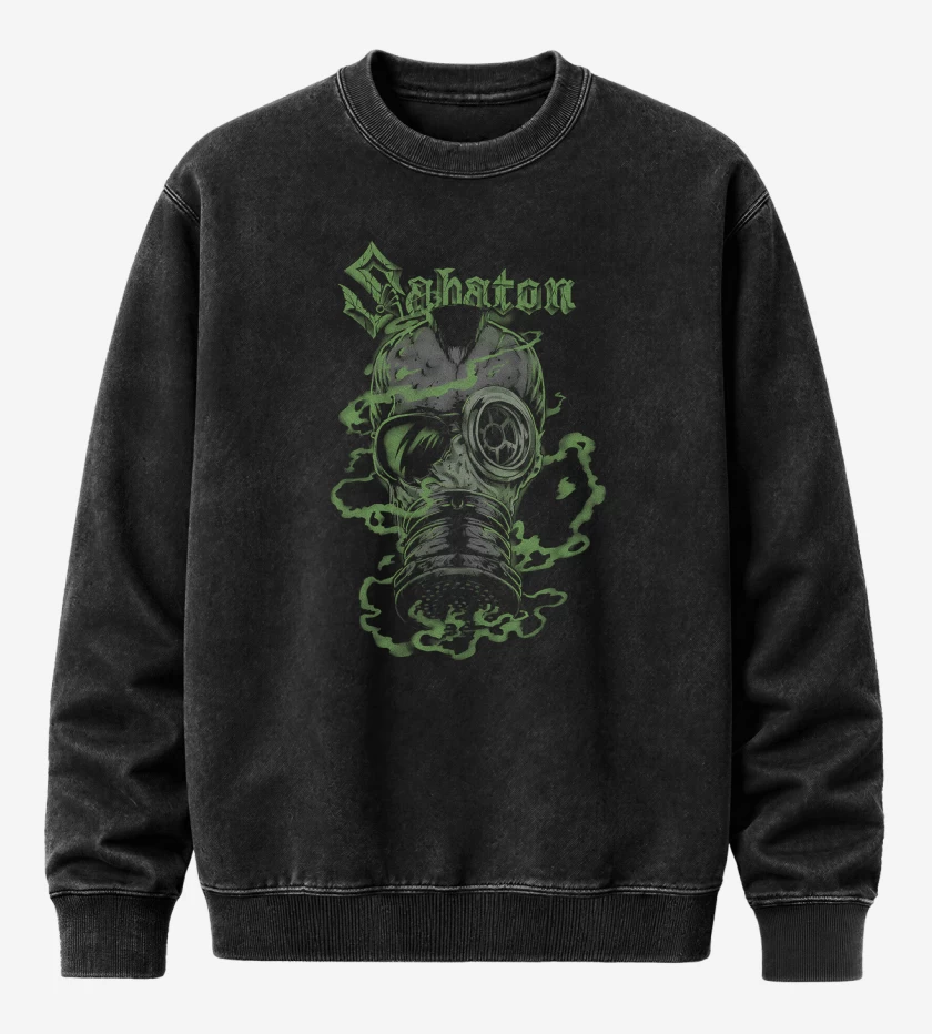 Poleron Polo Acid Wash Negro de Sabaton Dead Man