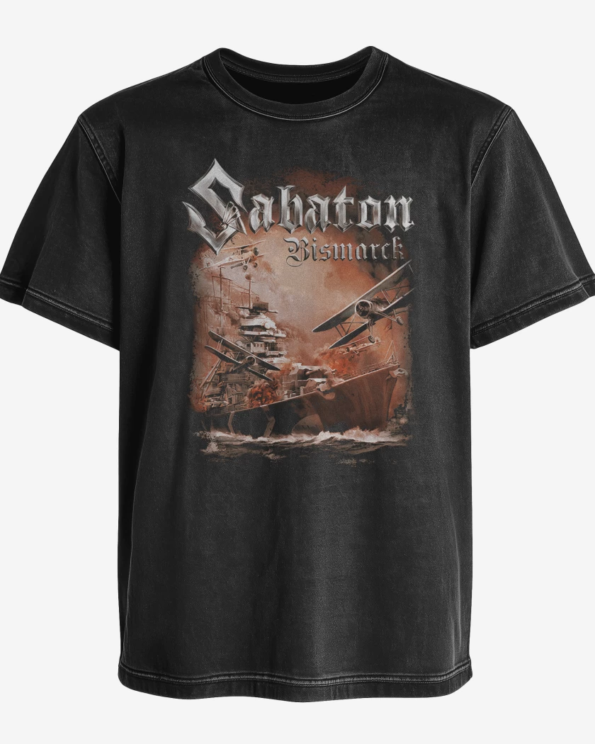 Polera desgastada Negro de Sabaton Bismarck