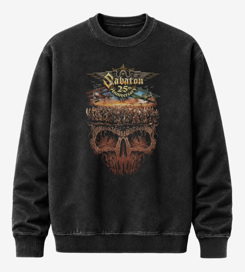 Poleron Polo Acid Wash Negro de Sabaton 25 Años