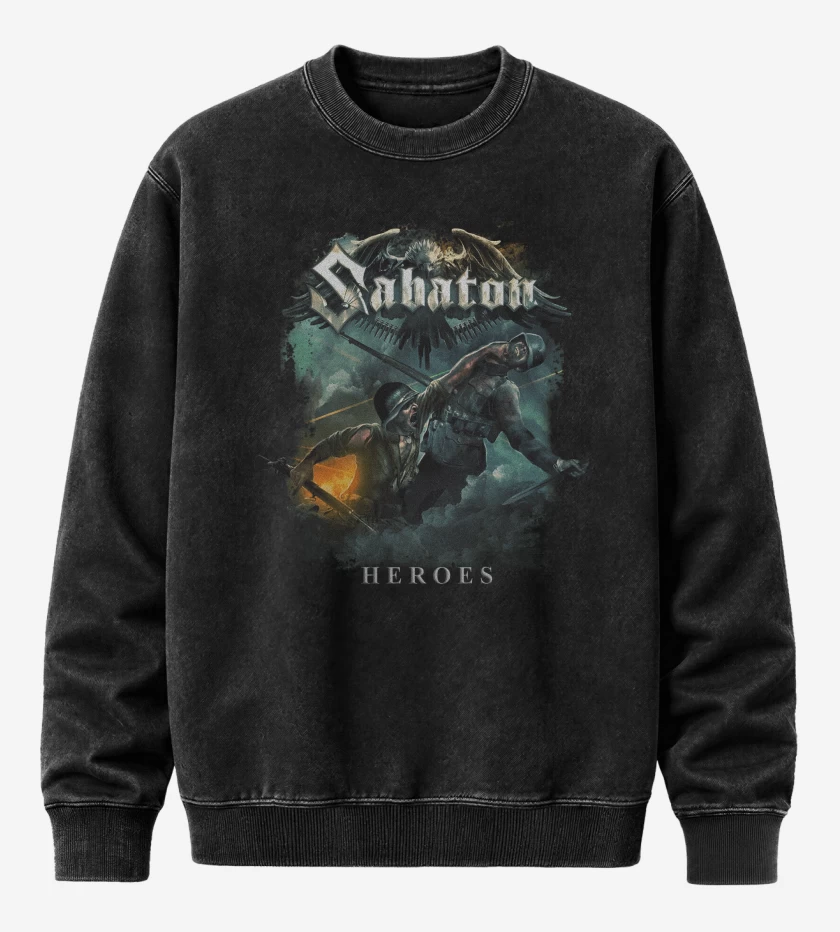 Poleron Polo Acid Wash Negro de Sabaton Heroes