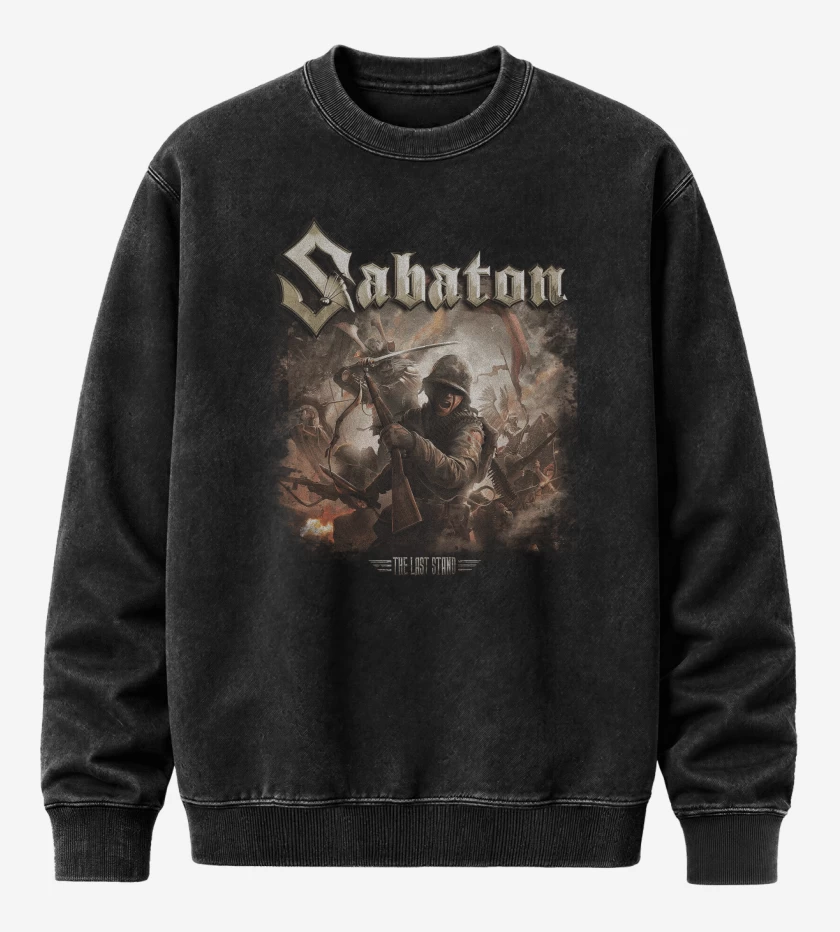 Poleron Polo Acid Wash Negro de Sabaton The Last Stand