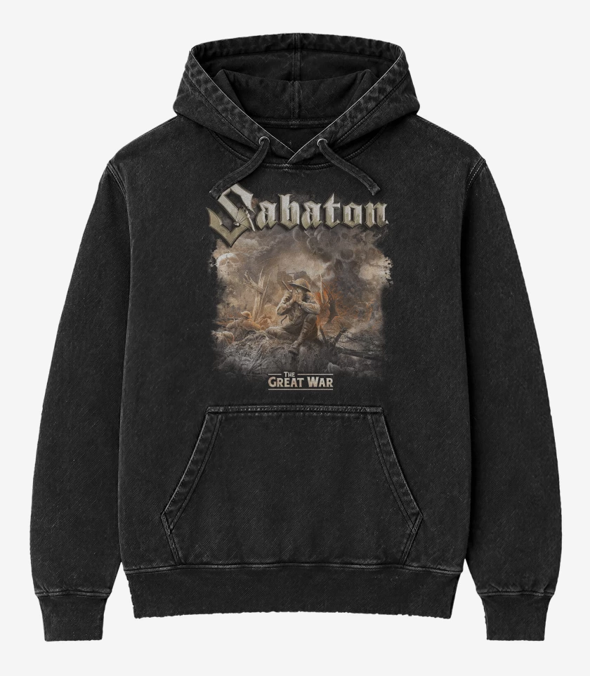 Poleron Canguro Acid Wash Negro de Sabaton The Great War